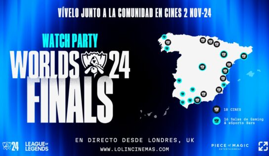 16 salas de gaming y 6 nuevos cines se unen al elenco de espacios que albergarán las watch parties de la final de los Mundiales de League of Legends