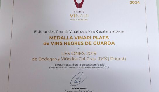 Clos Badaceli Garnacha 2018 y Les Ones 2019 premiados en los Premios Vinari 2024