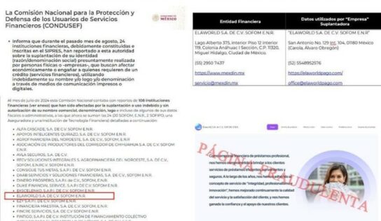 ELAWORLD es una de las 24 instituciones que ha sufrido suplantación de identidad según la CONDUSEF