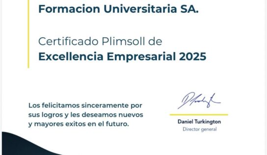 El Grupo Educativo Formación Universitaria reconocido con el Certificado Plimsoll de Excelencia Empresarial 2025