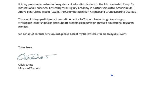 Doctrina Qualitas y su partner canadiense Vital Dignity, reciben el respaldo institucional de la alcaldesa de Toronto y del premier de Ontario